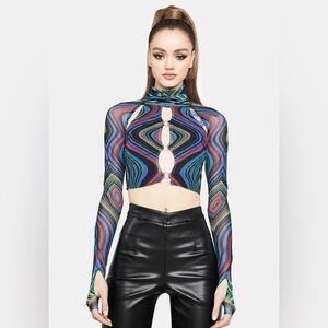 AFRM MAUI TOP IN ELECTRIC SWIRL, SIZE XS